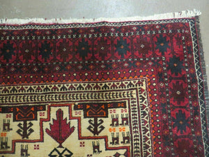 4' X 7' Vintage Handmade Pakistan Turkoman Bokhara Balouch Woven Wool Rug Nice