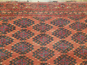 Antique Turkoman Rug 3'4" x 5', Collecticble Yamud Oriental Rug, Seat Pillow Cushion Cover, Tribal Mat, Wool Red Hand-Knotted Mafresh Carpet