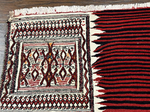 Persian Tribal Nomadic Saddle Cover Rug, Antique, Handmade, Wool, Red Ivory Black, Collectible, Shahsavan