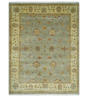 6x8 Fine Hand Knotted Silver and Ivory Traditional Vintage Persian Style Antique Wool Rug