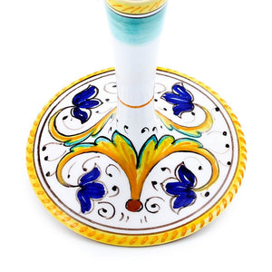 DERUTA STEMWARE: Burgundy Balloon Glass on Hand Painted Ceramic Base PERUGINO Design