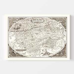 Vintage Map of Flanders, Belgium 1570