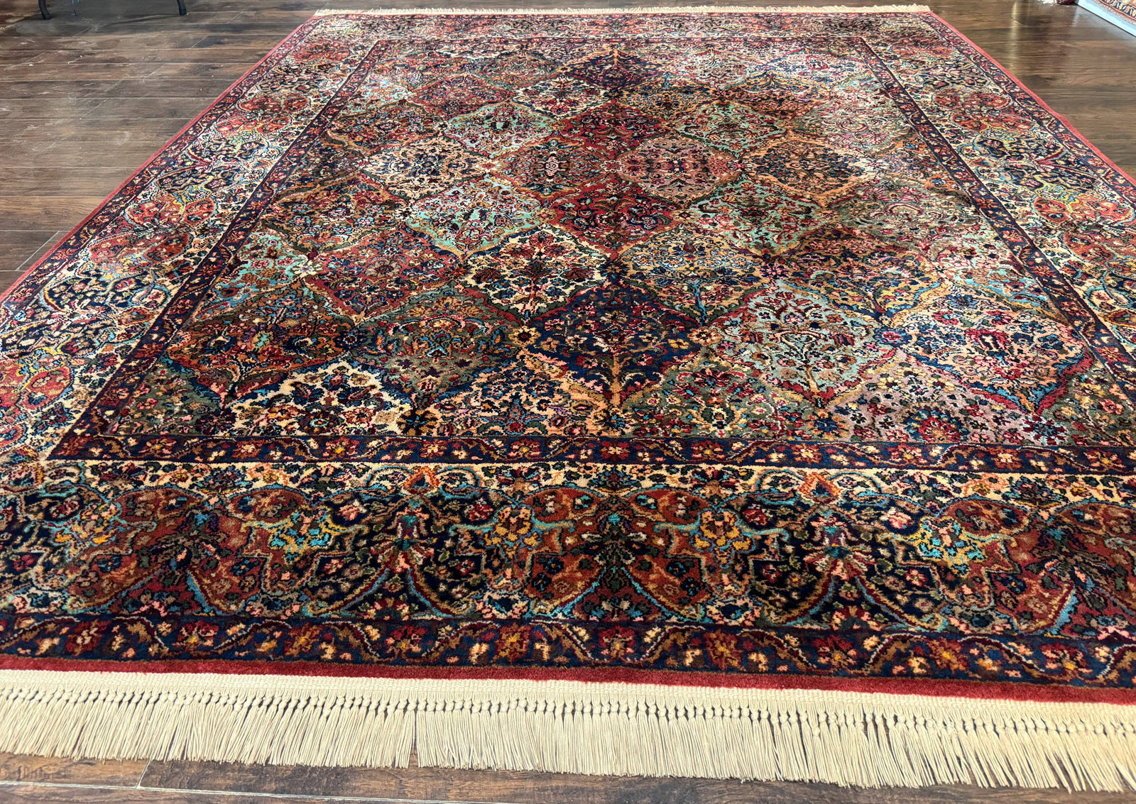 8.8 x 10.6 Karastan Rug, Multicolor Panel Kirman Rug #717, Vintage, Original 700 Series, Wool