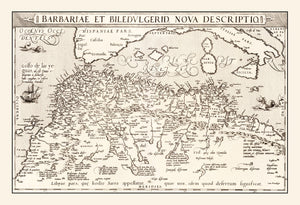 Vintage Map of North Africa & the Mediterranean Sea, 1570