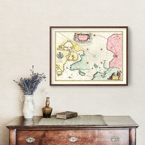 Vintage Map of North Pole, 1665