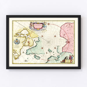 Vintage Map of North Pole, 1665