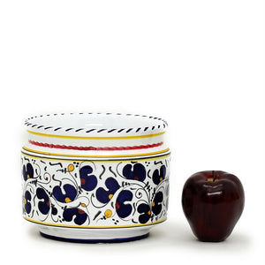 ORVIETO BLUE ROOSTER: Cylindrical Cover Pot - Cachepot Planter (Small)