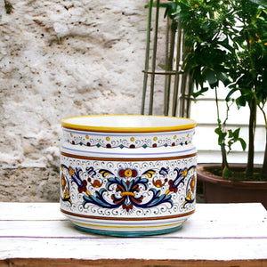 RICCO DERUTA DELUXE: Cylindrical Cover Pot Ricco Deruta Design - Cachepot Planter (Small)