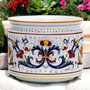 RICCO DERUTA DELUXE: Cylindrical Cover Pot Ricco Deruta Design - Cachepot Planter (Large)