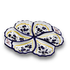 ORVIETO BLUE ROOSTER: Snack Tray Fiore/Shell - Six Compartments