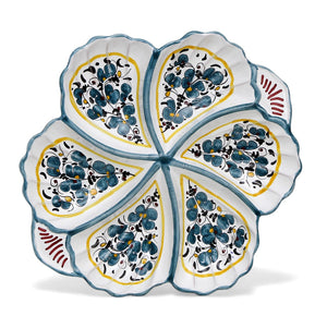 ORVIETO GREEN ROOSTER: Snack Tray Fiore/Shell - Six Compartments