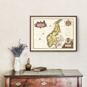 Vintage Map of Norway 1665