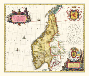 Vintage Map of Norway 1665