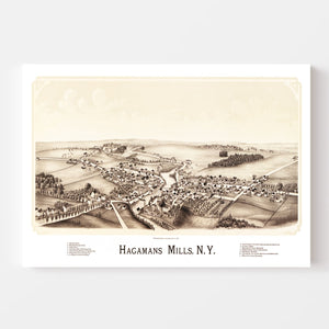Vintage Map of Hagamans Mills, New York 1890