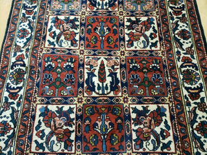 4' X 6' Vintage Handmade Indian Panel Design Wool Rug Veg Dyes