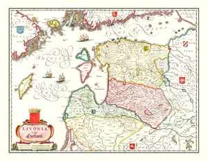 Vintage Map of Estonia, Latvia & Lithuania 1665