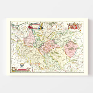 Vintage Map of Poland 1665