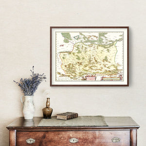Vintage Map of Southwestern Poland 1665