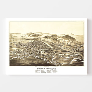Vintage Map of Hoosick Falls, New York 1889