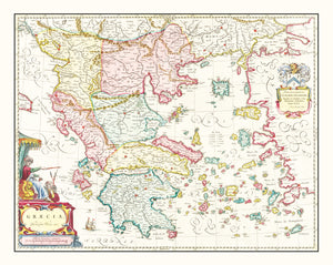 Vintage Map of Greece 1665