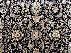 Indo Persian Rug 8 x 9.4, Allover Floral Design, Vintage Room Sized Rug, Traditional Oriental Carpet, Hand Knotted Rug for Living Room, Nice