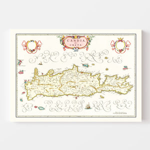 Vintage Map of Crete, Greece 1665