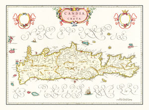 Vintage Map of Crete, Greece 1665