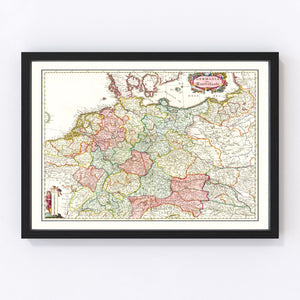 Vintage Map of Germany 1665