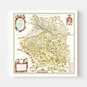 Vintage Map of Austria from Above 1665