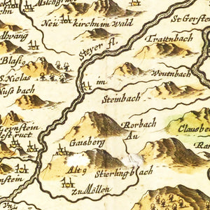 Vintage Map of Austria from Above 1665
