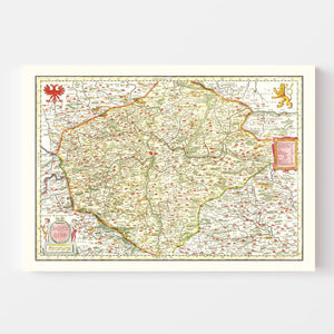 Vintage Map of Bohemia (Czech Republic) 1665