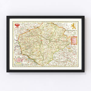 Vintage Map of Bohemia (Czech Republic) 1665