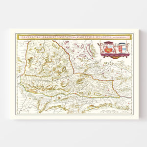 Vintage Map of Western Austria 1665