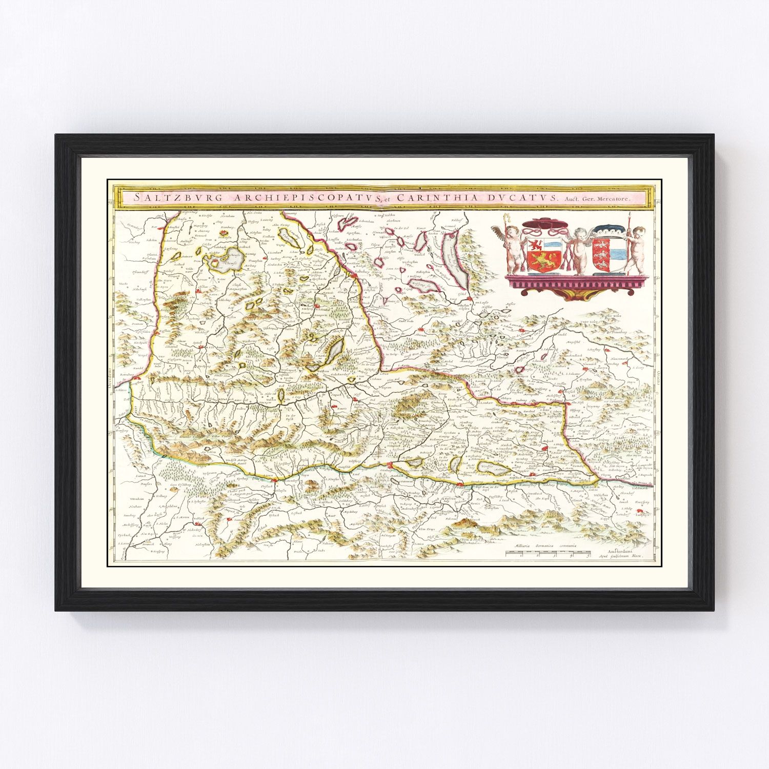 Vintage Map of Western Austria 1665
