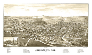 Vintage Map of Johnstown, New York 1888