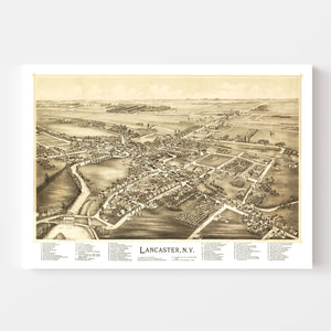 Vintage Map of Lancaster, New York 1892