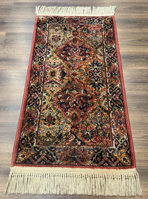 Karastan Rug 2x4 Multicolor Panel Kirman #717, Original 700 Series, Wool Pile Vintage Discontinued