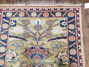 Hallway Runner Rug, Kitchen Runner, Sultanabad Hand Knotted Rug, Farmhouse Rug, 1950s Rug, Mahal Rug, Turkish Rug, Long Runner, Yellow