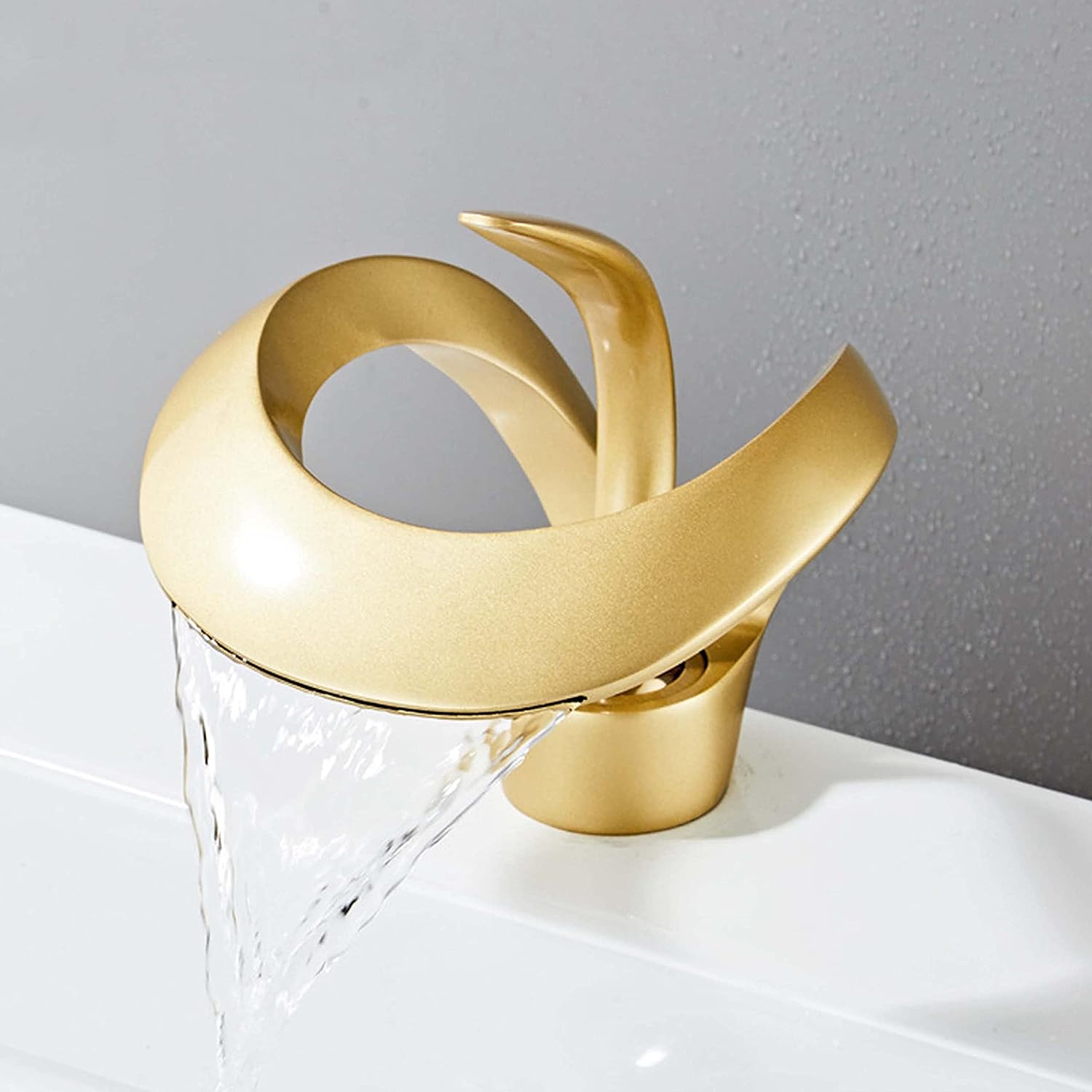 Versailles Luxury Waterfall Bathroom Faucet: Single-Hole, Brass Handle ...