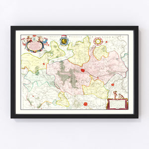 Vintage Map of Brabant, Belgium 1665