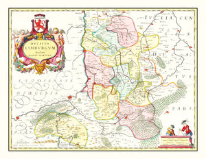 Vintage Map of Limburg, Belgium 1665