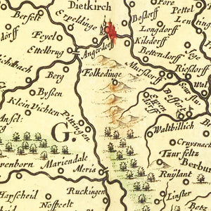 Vintage Map of Luxembourg, Belgium 1665