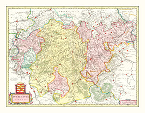 Vintage Map of Luxembourg, Belgium 1665