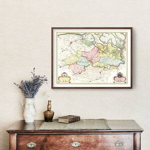 Vintage Map of the Ghent Area of Belgium 1665