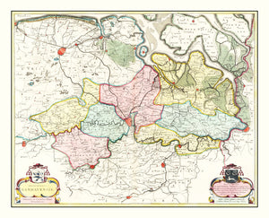 Vintage Map of the Ghent Area of Belgium 1665