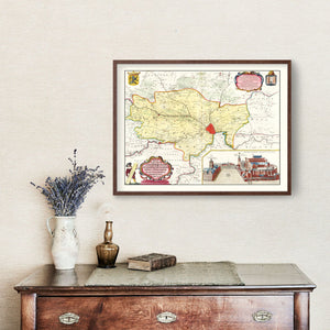 Vintage Map of Ghent, Belgium 1665