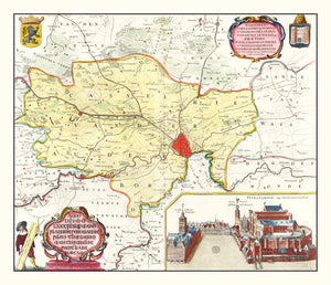 Vintage Map of Ghent, Belgium 1665