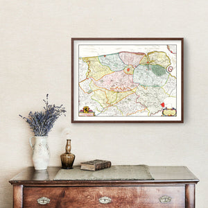 Vintage Map of Bruges & Ghent, Belgium 1665