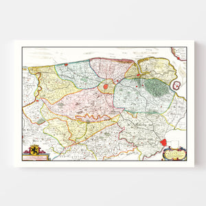 Vintage Map of Bruges & Ghent, Belgium 1665