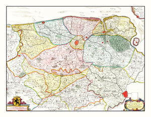 Vintage Map of Bruges & Ghent, Belgium 1665